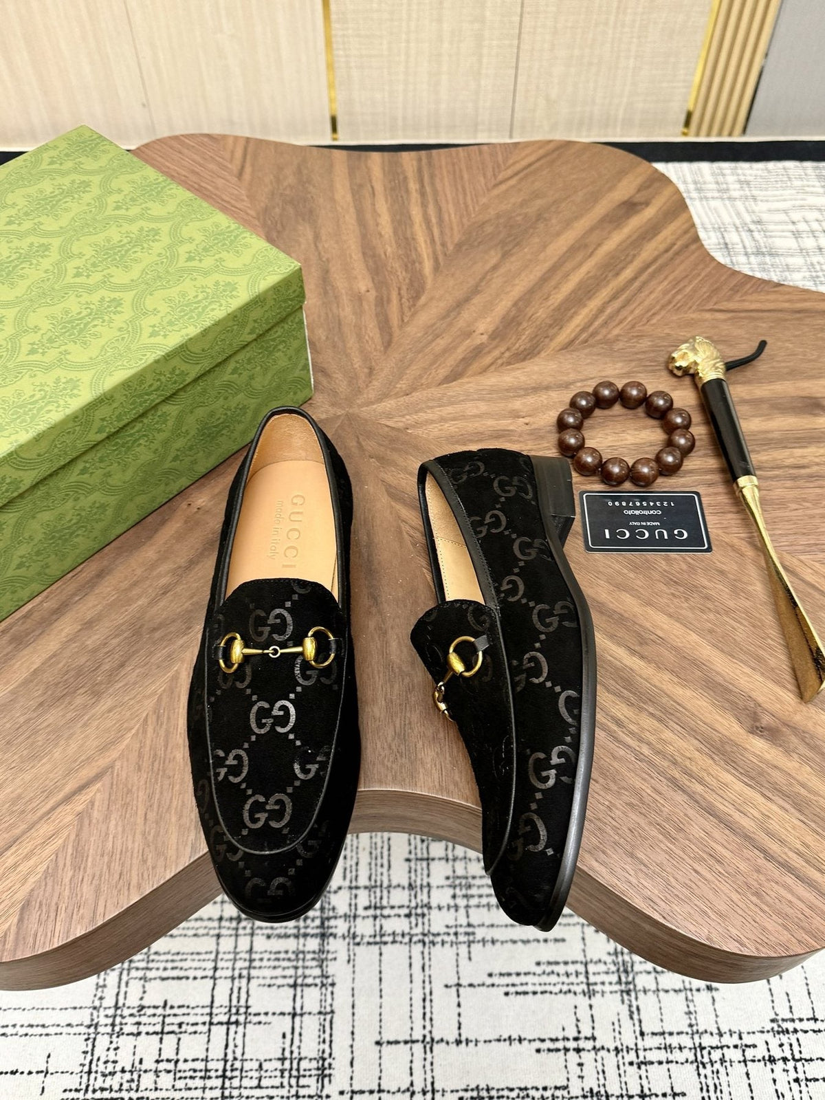 Gucci Men's Horsebit Monogram Loafers